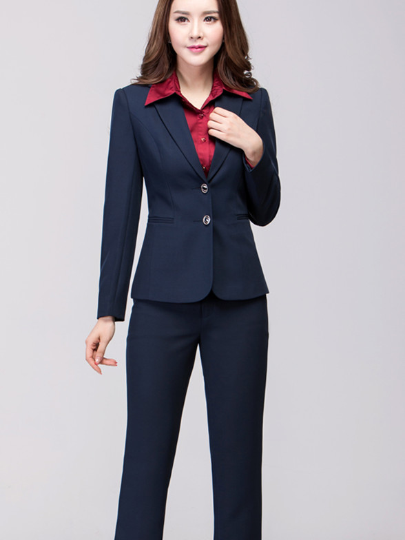 二扣職業(yè)裝女時(shí)尚修身ol套裝工裝工作制服